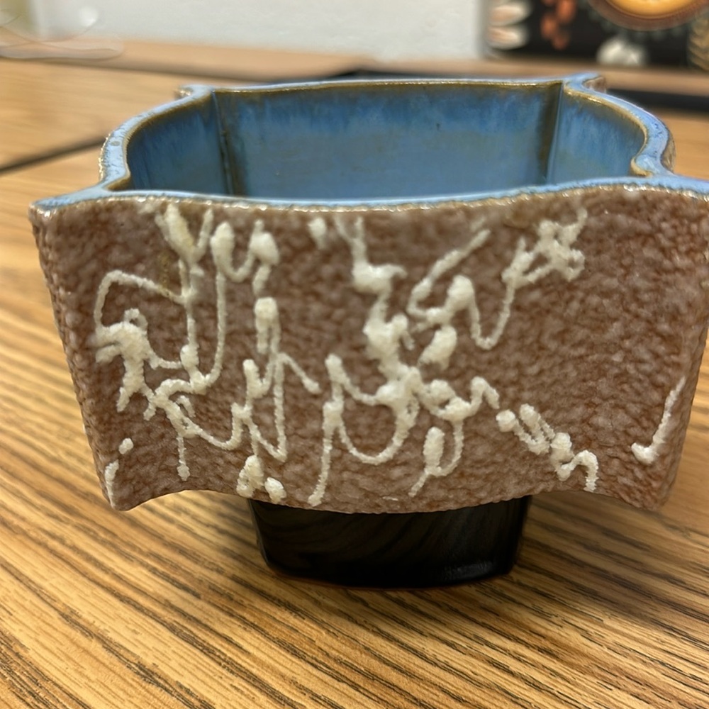 Ceramic Ikebana Compote Vase with Pin Frog Footed Pedestal Bowl Dish